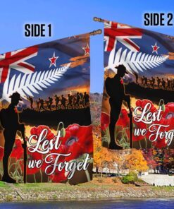 lest we forget, anzac day, veterans, new zealand flag tpt674f 5418