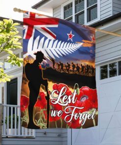 lest we forget, anzac day, veterans, new zealand flag tpt674f 8968