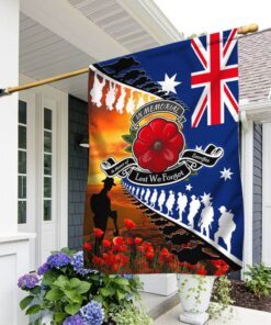 Lest We Forget. Poppy Veteran Anzac Day. Australian Flag THB3801Fv4