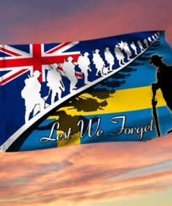 Lest We Forget. Veteran Poppy Aussie Swedish Grommet Flag  THB3363GFv2