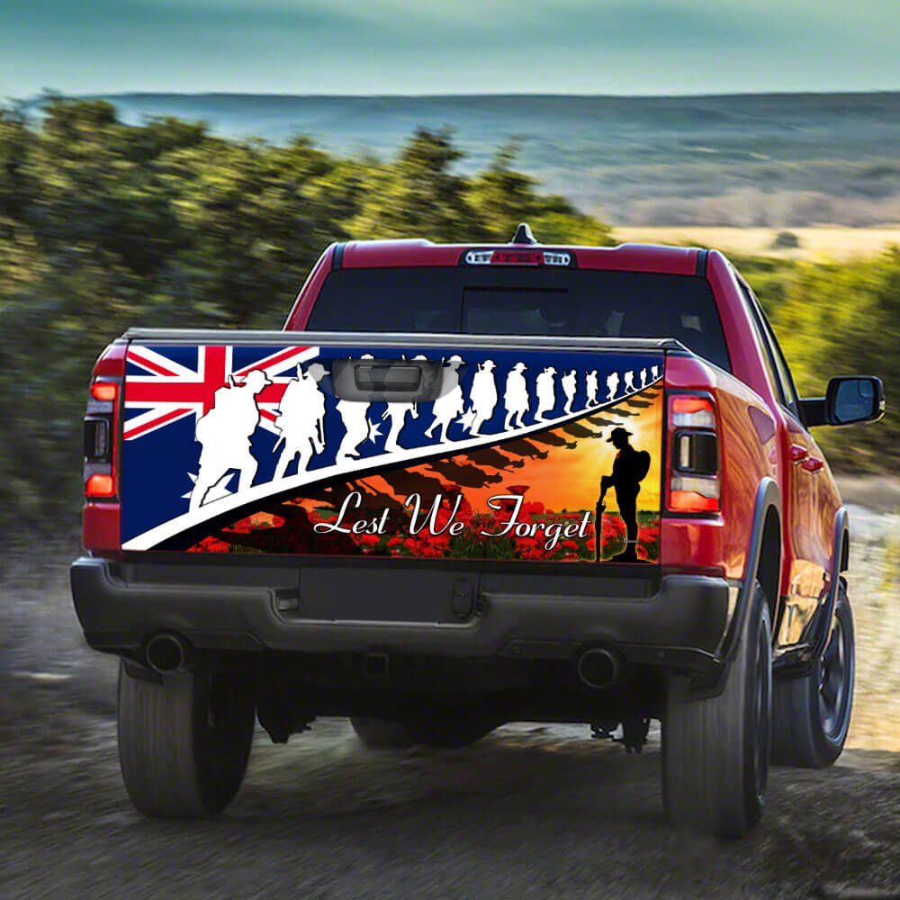 Lest We Forget. Veteran Poppy Australian Truck Tailgate Decal Sticker Wrap THB3363TD - Image 3