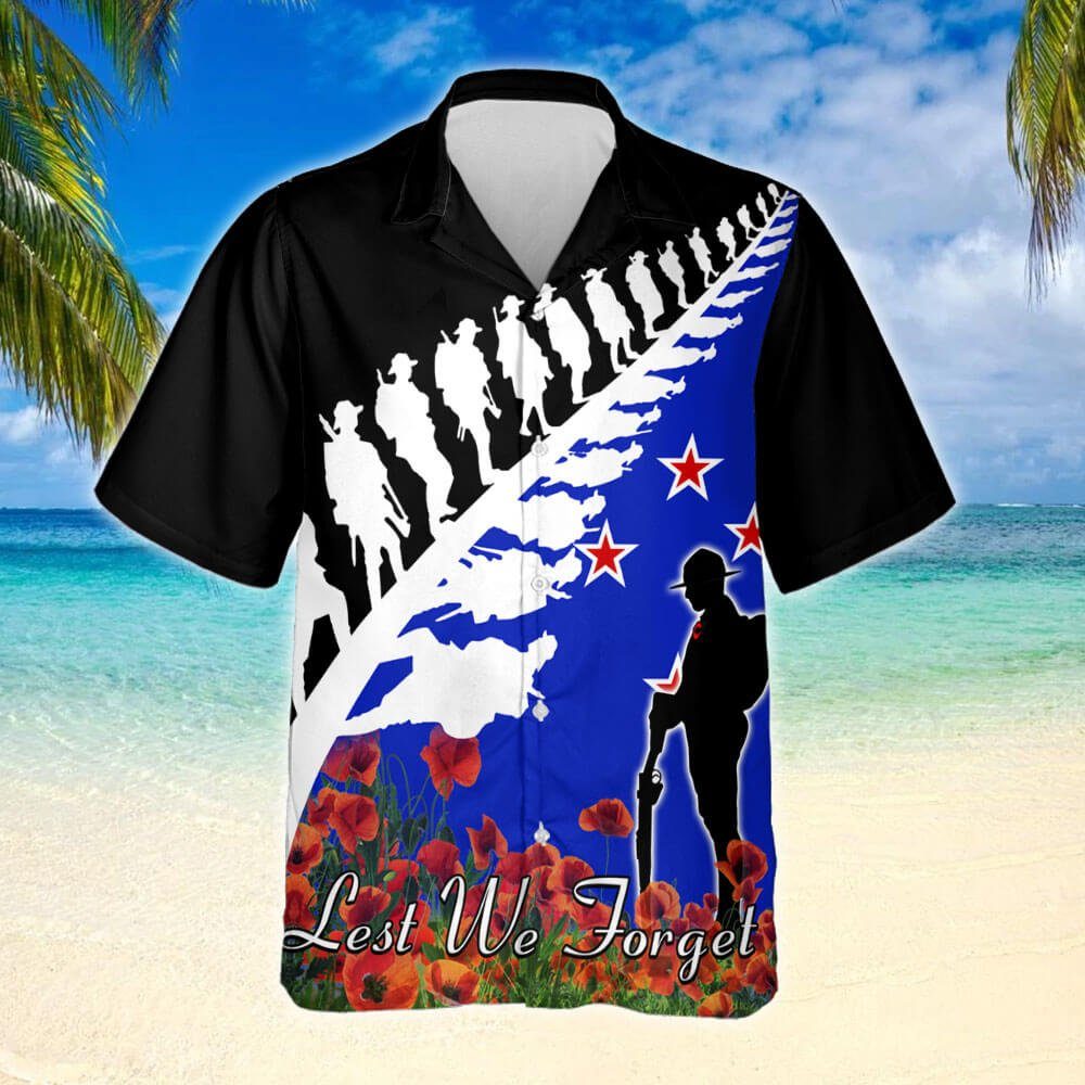 Lest We Forget. Veterans. Memorial New Zealand Hawaiian Shirt THB3392HW - Image 2