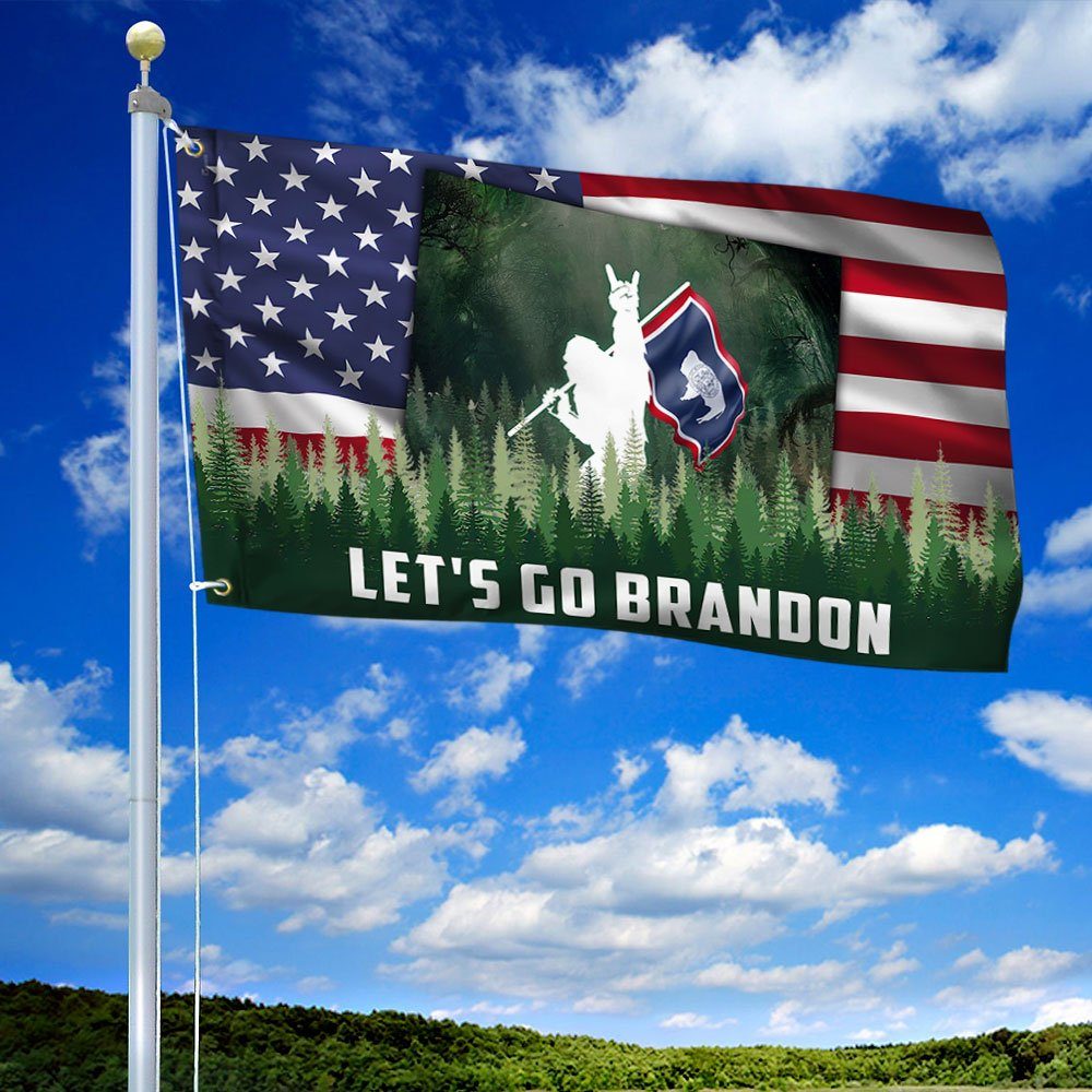 Let's Go Brandon. Bigfoot Sasquatch Wyoming American Flag TPT249GF - Image 2