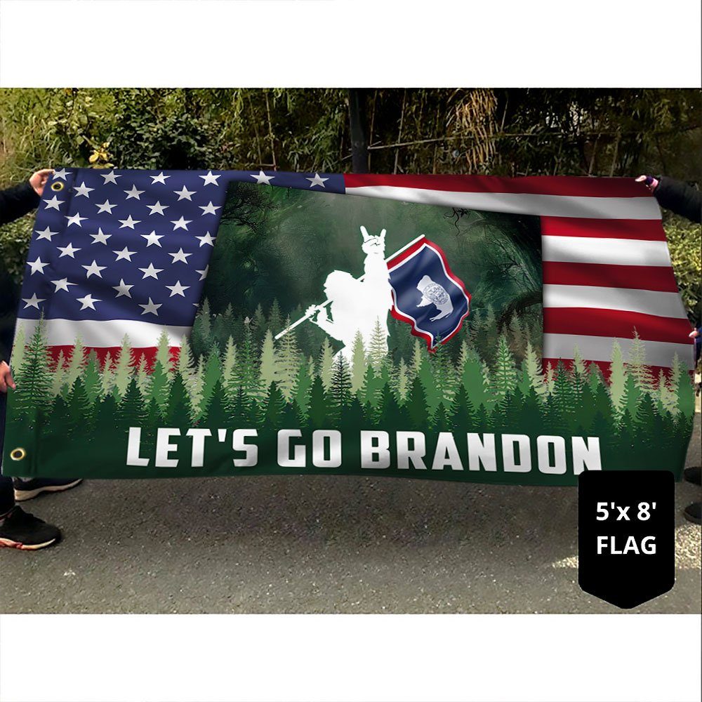 Let's Go Brandon. Bigfoot Sasquatch Wyoming American Flag TPT249GF - Image 4