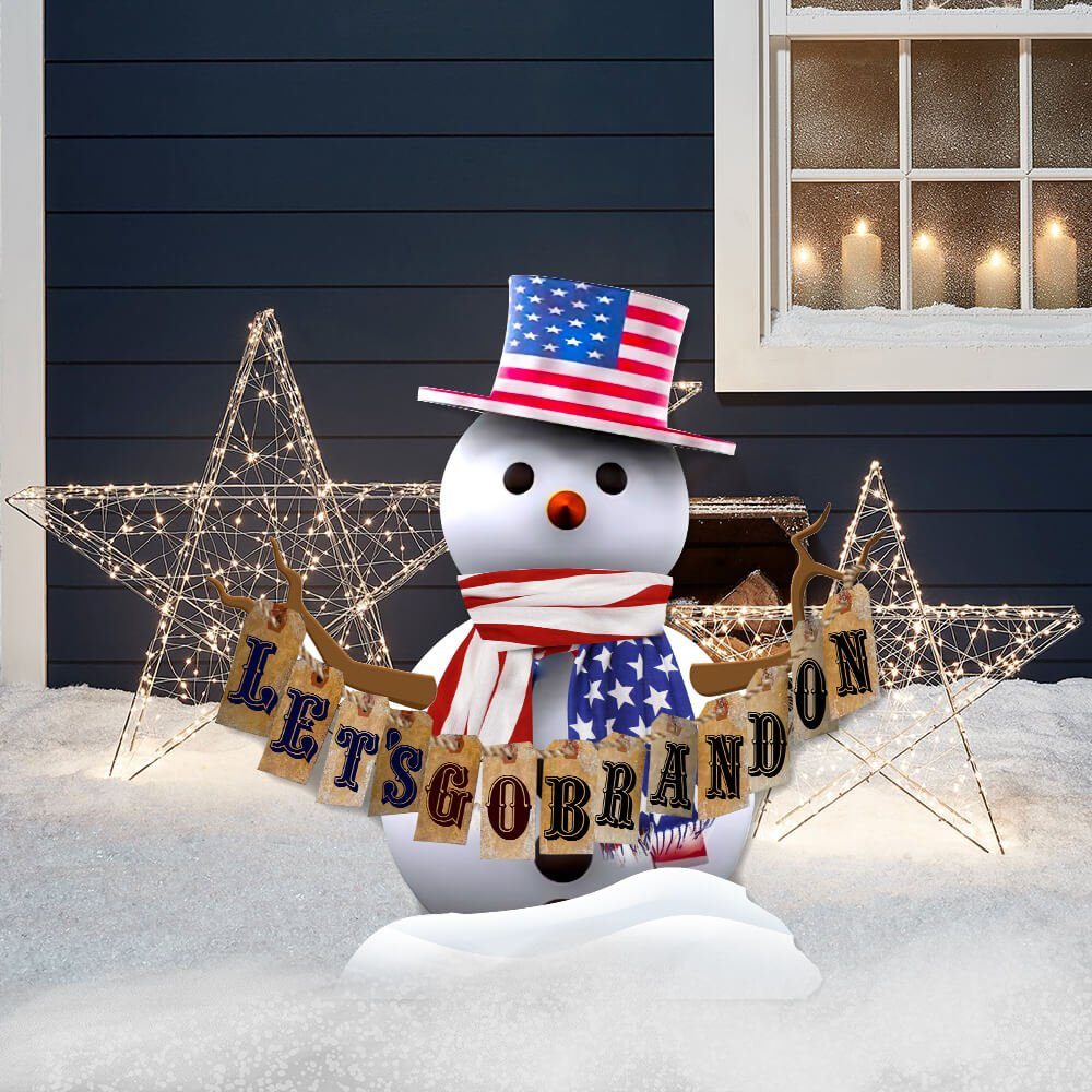 Let's Go Brandon Garden Metal Sign Snowman NNT150MS