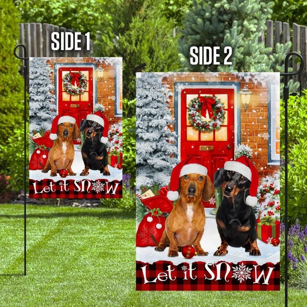 Let It Snow Dachshund Flag Flagwix™ Merry Christmas With Dachshund Flag - Image 8