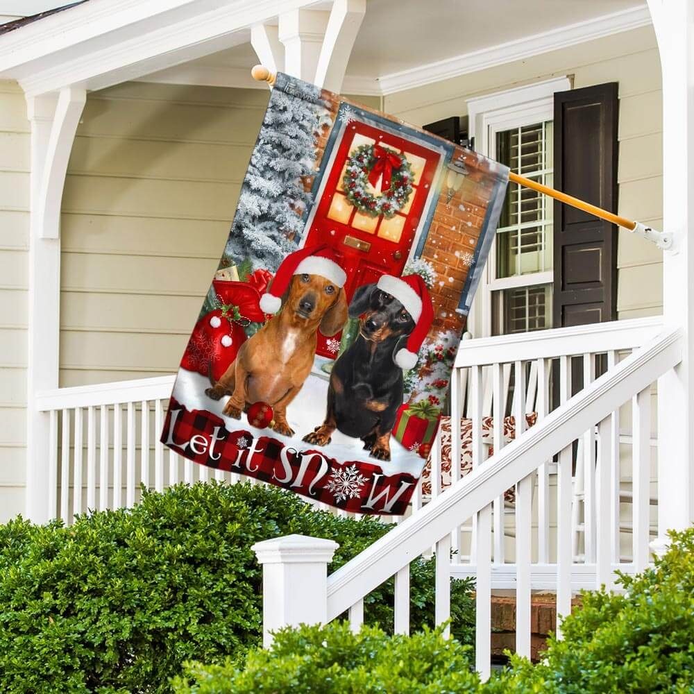 Let It Snow Dachshund Flag Flagwix™ Merry Christmas With Dachshund Flag - Image 5