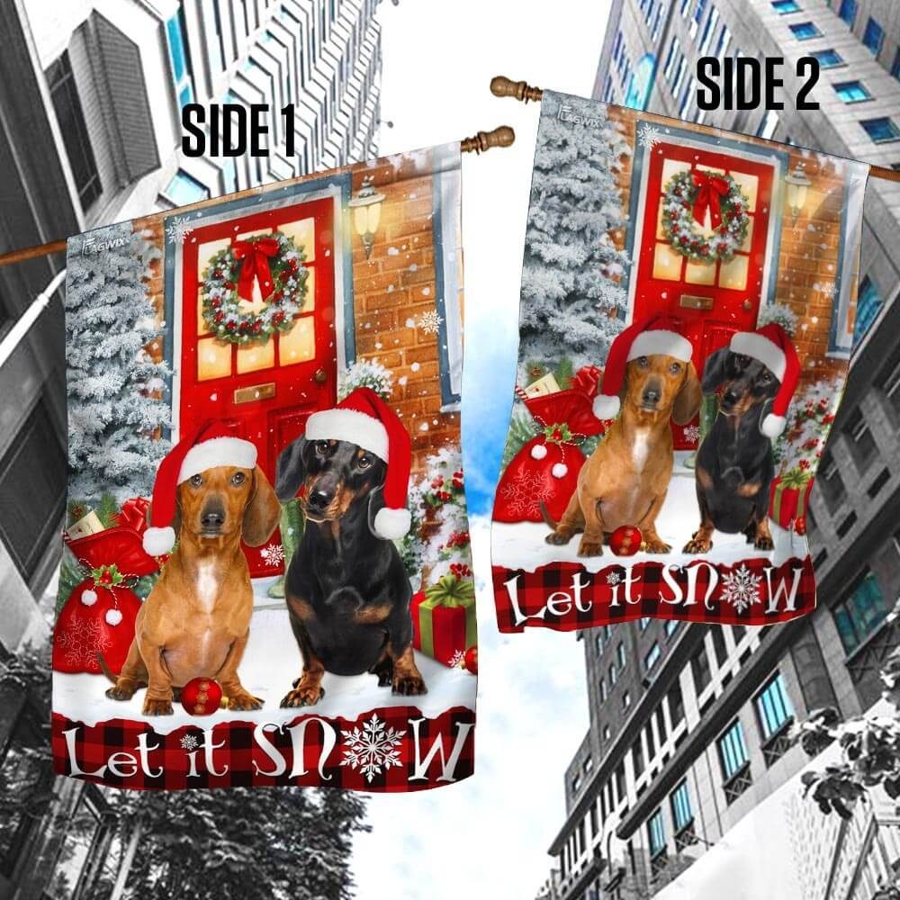 Let It Snow Dachshund Flag Flagwix™ Merry Christmas With Dachshund Flag - Image 4