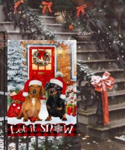 let it snow dachshund flag flagwix™ merry christmas with dachshund flag 3873