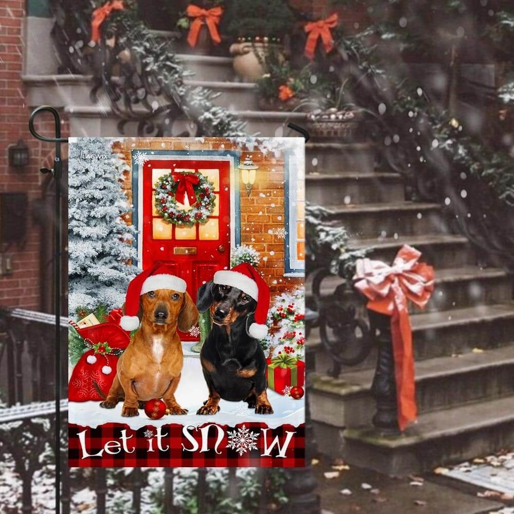 Let It Snow Dachshund Flag Flagwix™ Merry Christmas With Dachshund Flag - Image 9