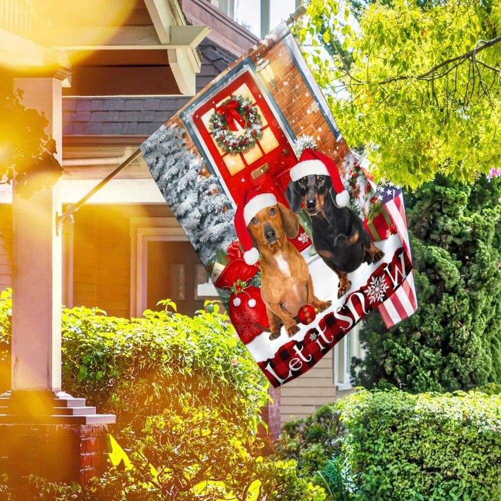 Let It Snow Dachshund Flag Flagwix™ Merry Christmas With Dachshund Flag - Image 2