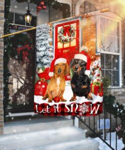 Let It Snow Dachshund Flag Flagwix™ Merry Christmas With Dachshund Flag