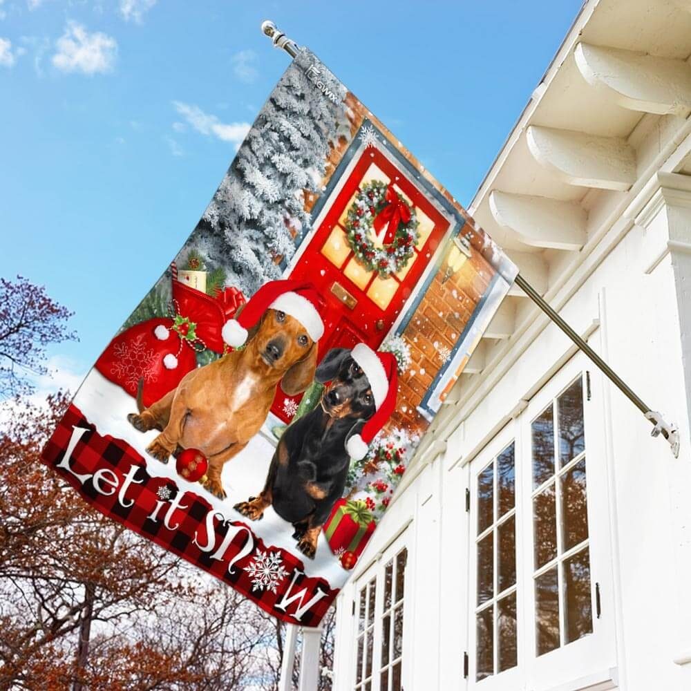 Let It Snow Dachshund Flag Flagwix™ Merry Christmas With Dachshund Flag - Image 3