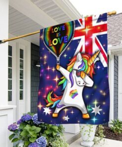 LGBT Australian Flag Unicorn Love Is Love QTR150Fv1