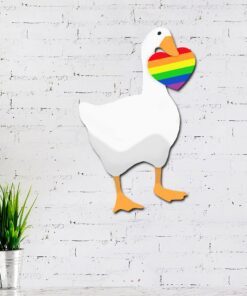 lgbt duck hanging metal sign, no gender only goose qnn568ms 8291
