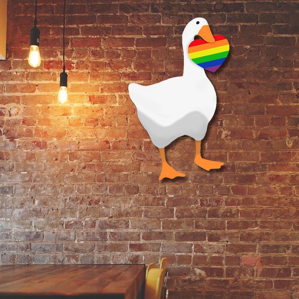 LGBT Duck Hanging Metal Sign, No Gender Only Goose QNN568MS