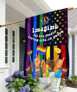LGBT Flag Imagine All The People Living Life In Peace DBD3435F