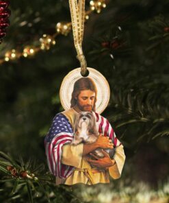 lhasa apso dog custom shaped ornament hug love ntb262ov9 1031
