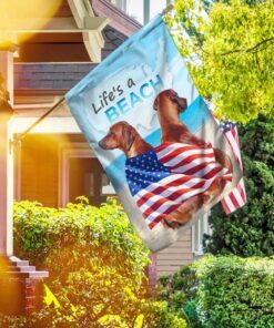 life is a beach. rhodesian ridgebacks flag anl126f 1322