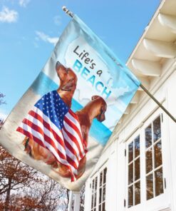 life is a beach. rhodesian ridgebacks flag anl126f 1376