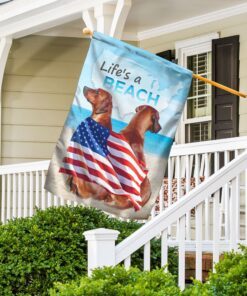 life is a beach. rhodesian ridgebacks flag anl126f 5440