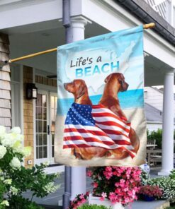 Life Is A Beach. Rhodesian Ridgebacks Flag ANL126F