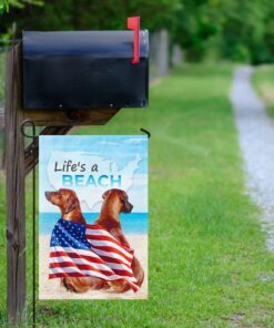 life is a beach. rhodesian ridgebacks flag anl126f 7311