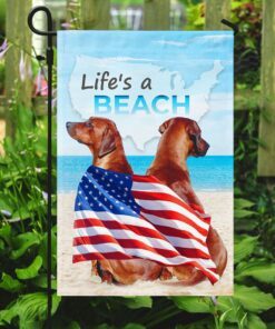 life is a beach. rhodesian ridgebacks flag anl126f 7685