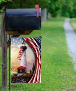lighthouse american flag 7049