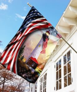 lighthouse american flag 7757