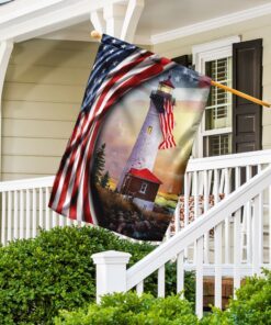 lighthouse american flag 7998