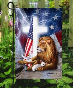 lion and lamb cross american flag 2524