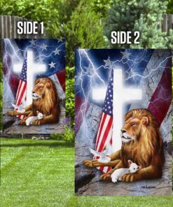 lion and lamb cross american flag 4658