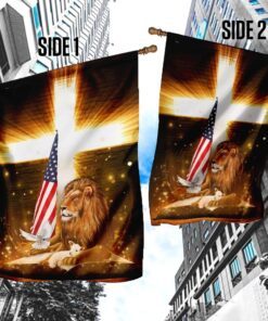 lion god and lamb american flag 1868