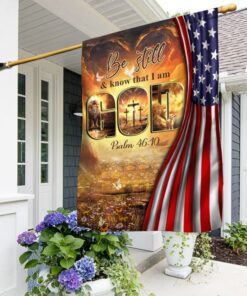 Lion of Judah. Be still and know that I am God. Jesus American Flag THN3642F