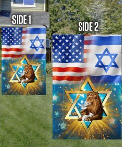 lion of judah flag, jewish american flag qnk1023f 2302