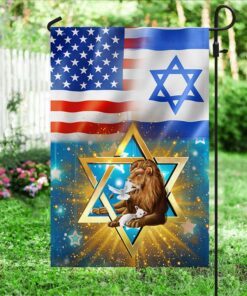 lion of judah flag, jewish american flag qnk1023f 5020