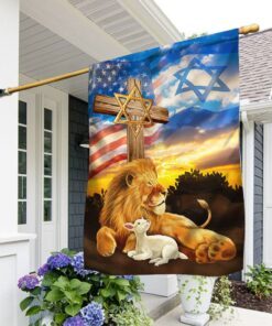 Lion Of Judah Israel American Flag, The Lion And Lamb Jewish QNN667F