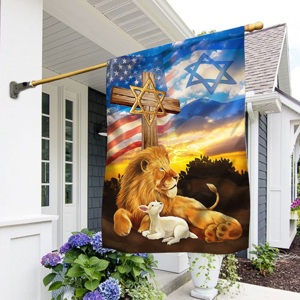 Lion Of Judah Israel American Flag, The Lion And Lamb Jewish QNN667F