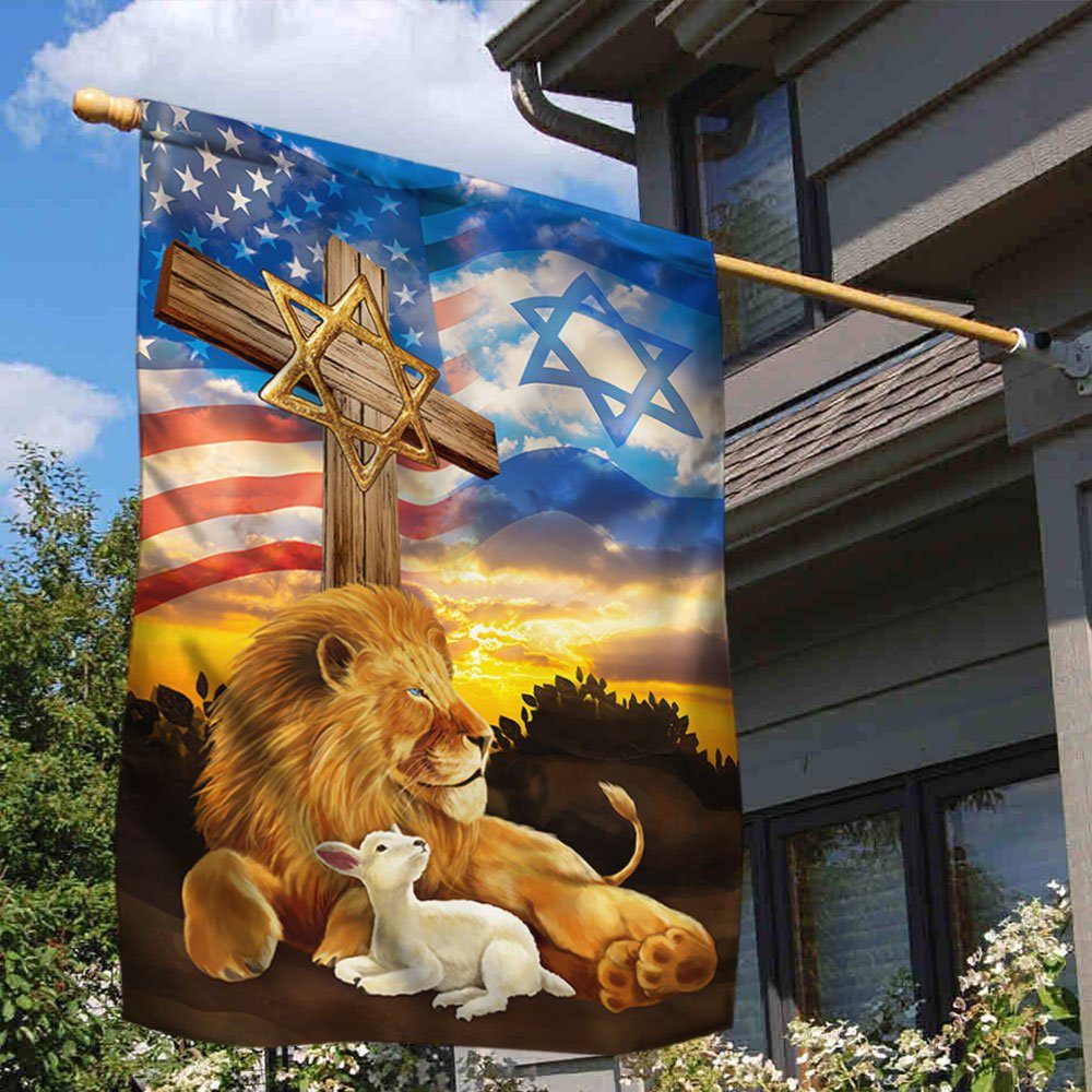 Lion Of Judah Israel American Flag, The Lion And Lamb Jewish QNN667F - Image 2