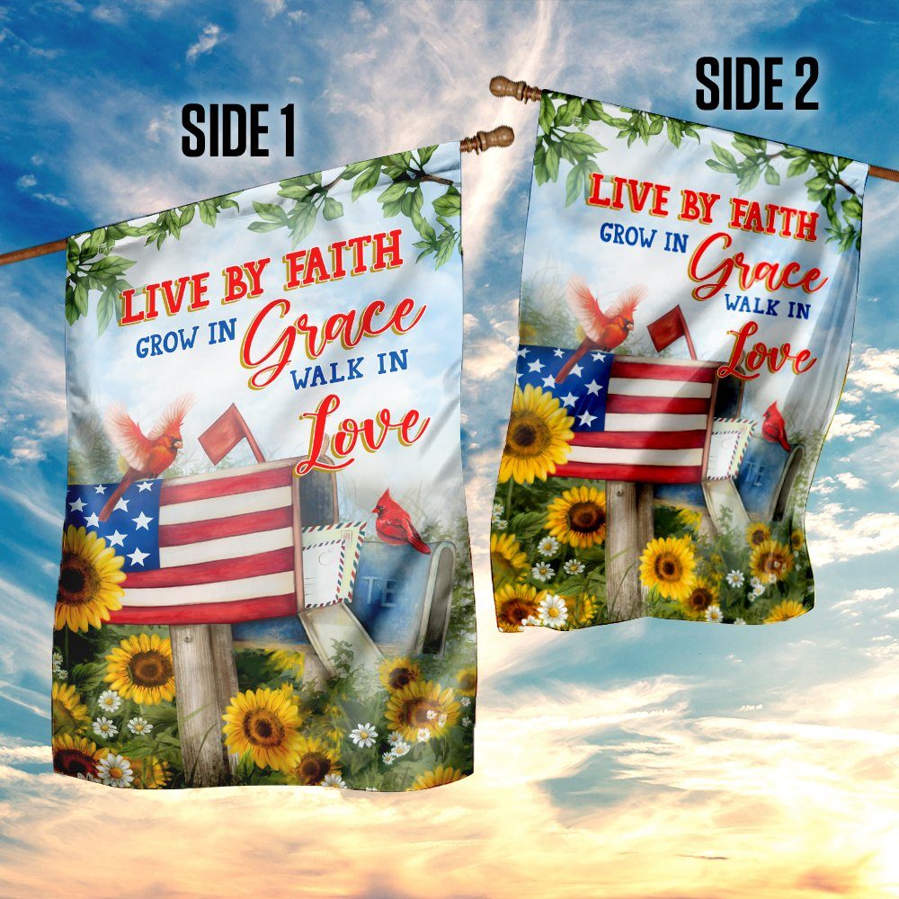 Live By Faith Walk In Love Red Cardinal Mailbox Flag - Image 5