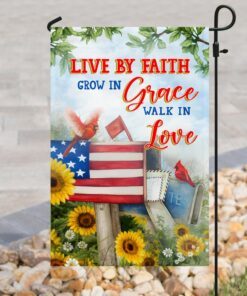 live by faith walk in love red cardinal mailbox flag 6964