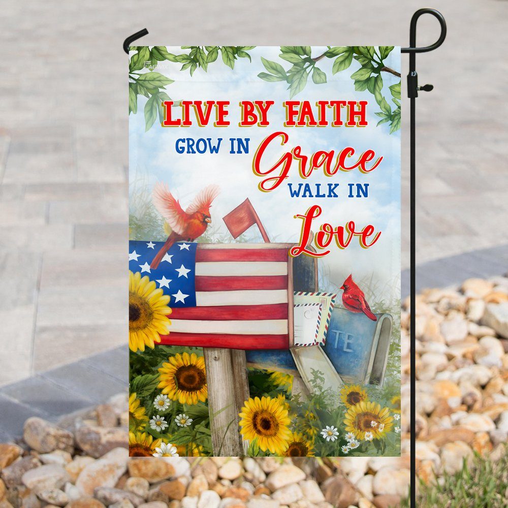 Live By Faith Walk In Love Red Cardinal Mailbox Flag - Image 8