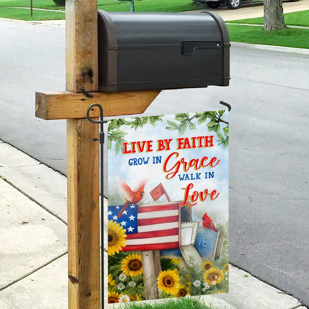 Live By Faith Walk In Love Red Cardinal Mailbox Flag - Image 9