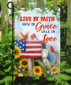 live by faith walk in love red cardinal mailbox flag 8645