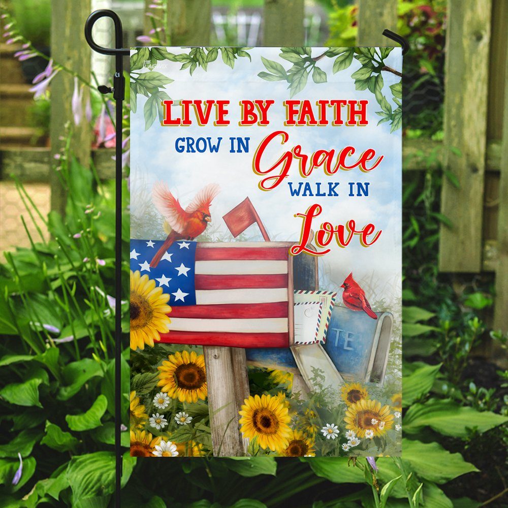Live By Faith Walk In Love Red Cardinal Mailbox Flag - Image 7