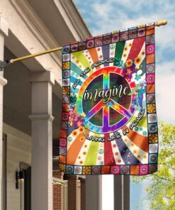 Living Life In Peace Hippie Flag