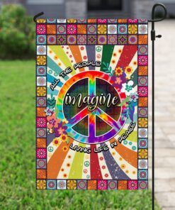 living life in peace hippie flag 5046