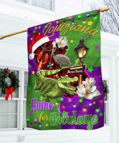 Louisiana Home For Holidays Christmas Flag MLN788F