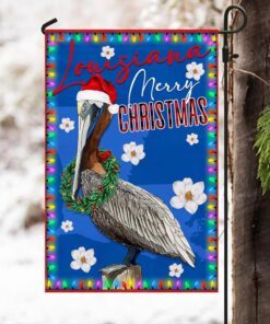 louisiana merry christmas flag brown pelican and magnolia bnn700f 2352
